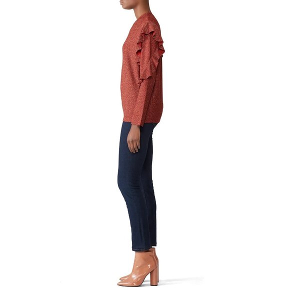 Scotch & Soda Metallic Thread Ruffle Top Womens Size S fits M Party Maximalist - Picture 2 of 9